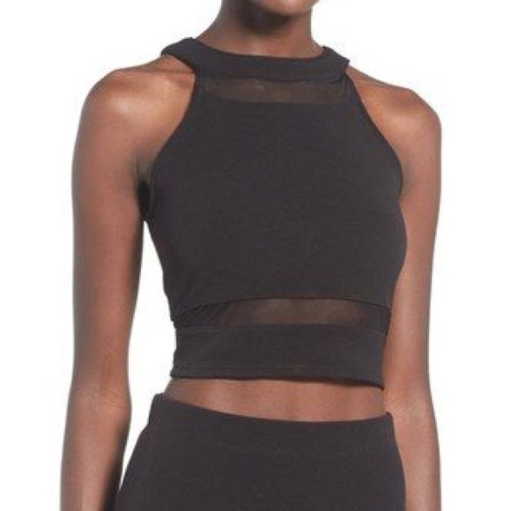 Leith black mesh crop top
